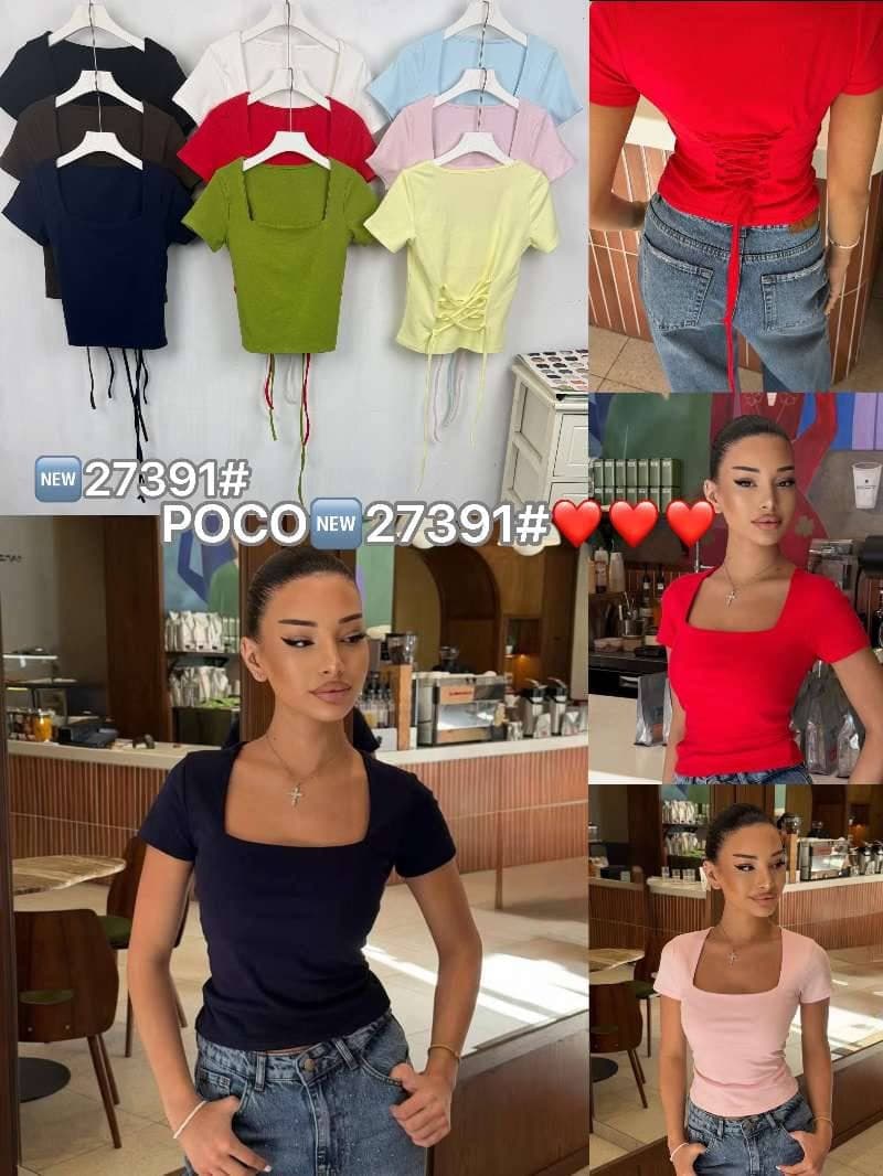 Kvadrat yoqali top — orqasi bog'ichli, turli ranglar